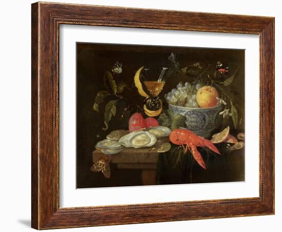 Still Life with Fruit and Shell Fish, 1653-Jan Van, The Elder Kessel-Framed Giclee Print