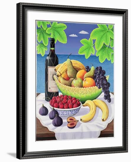 Still Life with Fruit and Wine, 1993-Liz Wright-Framed Giclee Print