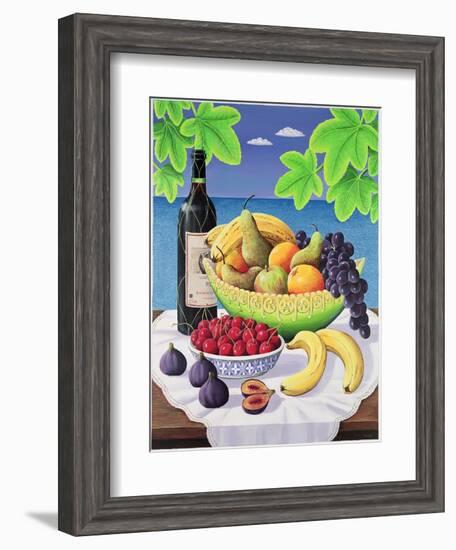 Still Life with Fruit and Wine, 1993-Liz Wright-Framed Giclee Print