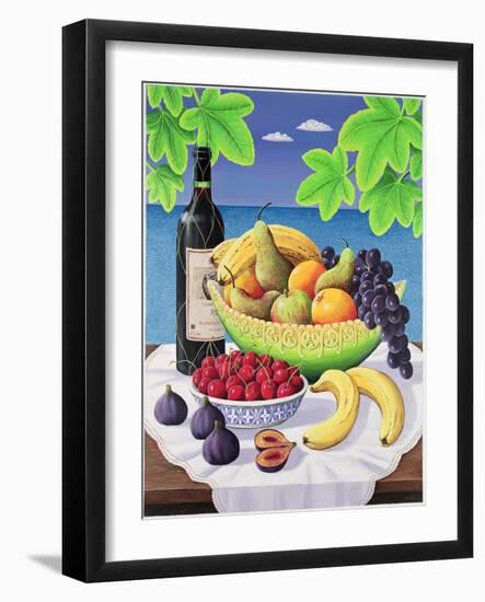 Still Life with Fruit and Wine, 1993-Liz Wright-Framed Giclee Print