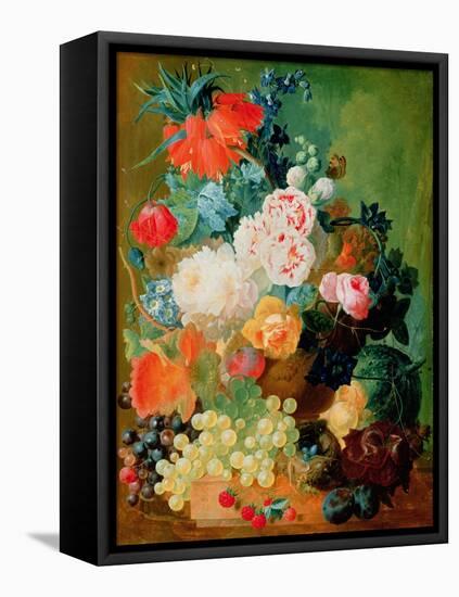 Still Life with Fruit, Flowers and Bird's Nest-Jan van Os-Framed Premier Image Canvas