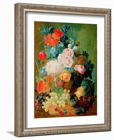 Still Life with Fruit, Flowers and Bird's Nest-Jan van Os-Framed Giclee Print