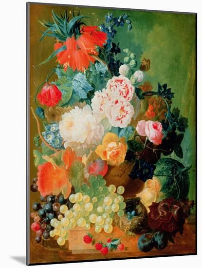 Still Life with Fruit, Flowers and Bird's Nest-Jan van Os-Mounted Giclee Print