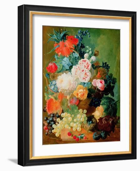 Still Life with Fruit, Flowers and Bird's Nest-Jan van Os-Framed Giclee Print