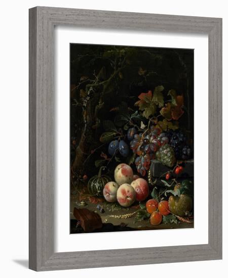 Still Life with Fruit, Foliage and Insects, C.1669-Abraham Mignon-Framed Giclee Print