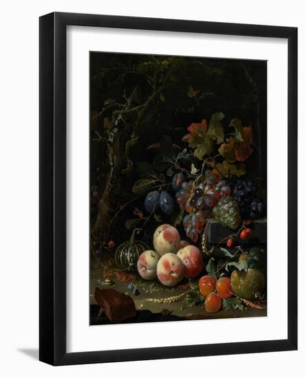 Still Life with Fruit, Foliage and Insects, C.1669-Abraham Mignon-Framed Giclee Print