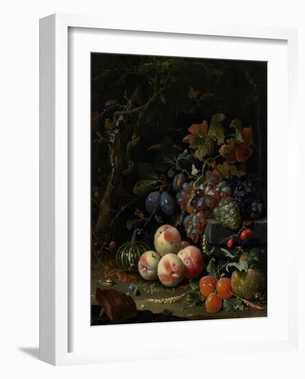 Still Life with Fruit, Foliage and Insects, C.1669-Abraham Mignon-Framed Giclee Print