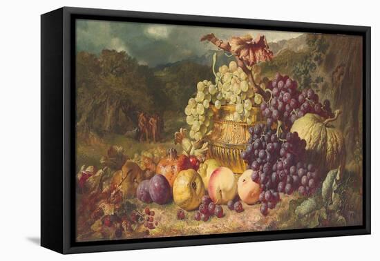 Still Life with Fruit in a Landscape, a Hunting Party Beyond, 1859-George Lance-Framed Premier Image Canvas