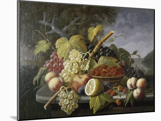 Still Life with Fruit in Landscape-Severin Roesen-Mounted Giclee Print