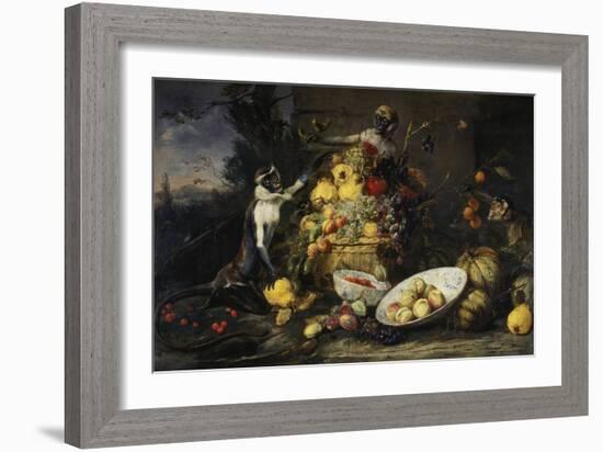 Still Life with Fruits and Monkeys-Frans Snyders-Framed Giclee Print