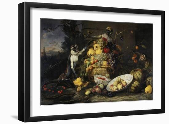 Still Life with Fruits and Monkeys-Frans Snyders-Framed Giclee Print