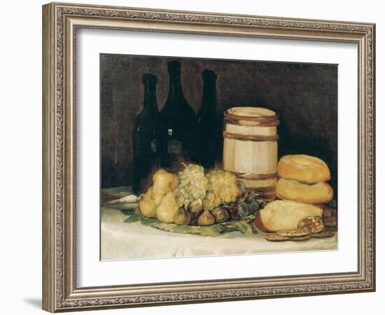 Still-Life with Fruits, Bottles and Loaves of Bread-Suzanne Valadon-Framed Giclee Print