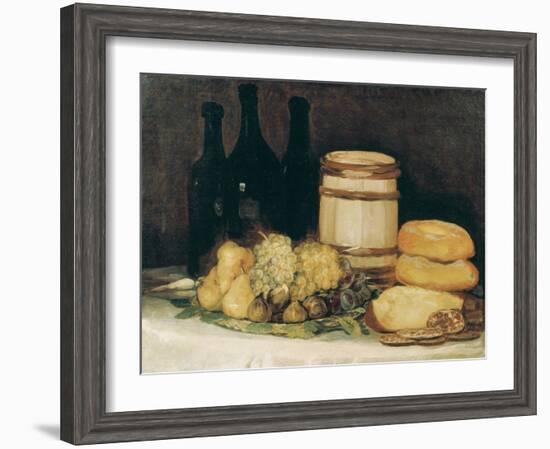 Still-Life with Fruits, Bottles and Loaves of Bread-Suzanne Valadon-Framed Giclee Print