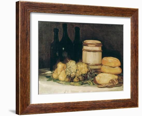 Still-Life with Fruits, Bottles and Loaves of Bread-Suzanne Valadon-Framed Giclee Print