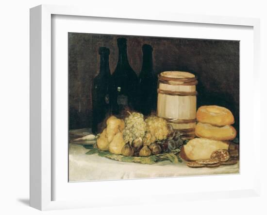 Still-Life with Fruits, Bottles and Loaves of Bread-Suzanne Valadon-Framed Giclee Print