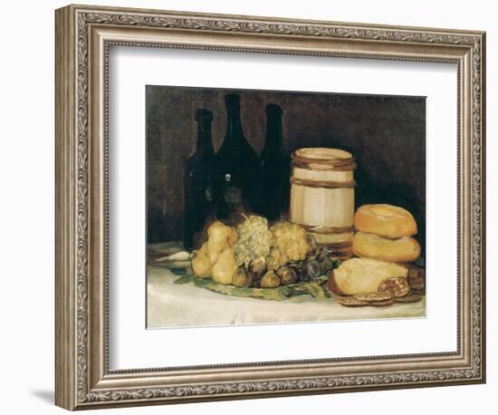 Still-Life with Fruits, Bottles and Loaves of Bread-Suzanne Valadon-Framed Giclee Print