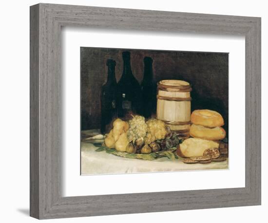 Still-Life with Fruits, Bottles and Loaves of Bread-Suzanne Valadon-Framed Giclee Print