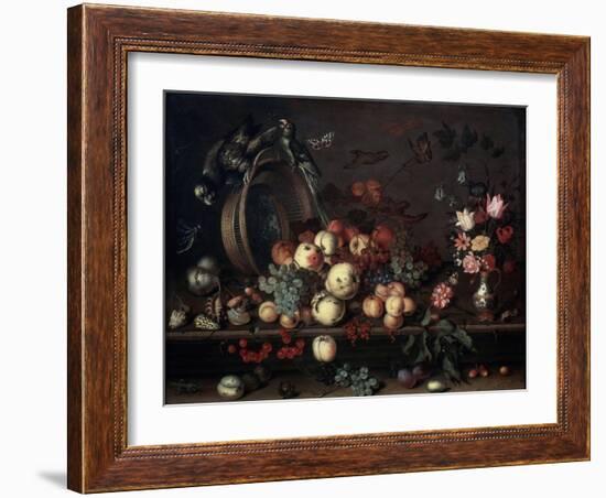 Still Life with Fruits, Flowers and Parrots, 1620S-Balthasar van der Ast-Framed Giclee Print