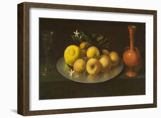 Still Life with Glass, Fruit, and Jar, c.1650-Francisco de Zurbaran-Framed Giclee Print