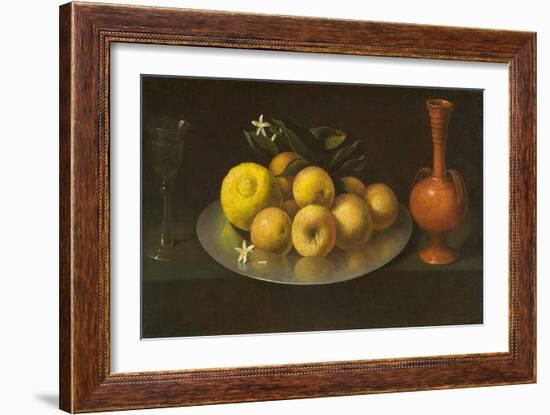 Still Life with Glass, Fruit, and Jar, c.1650-Francisco de Zurbaran-Framed Giclee Print