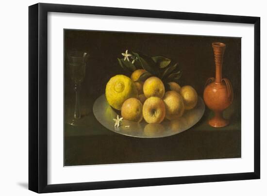 Still Life with Glass, Fruit, and Jar, c.1650-Francisco de Zurbaran-Framed Giclee Print