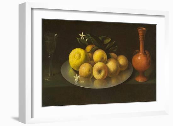 Still Life with Glass, Fruit, and Jar, c.1650-Francisco de Zurbaran-Framed Giclee Print
