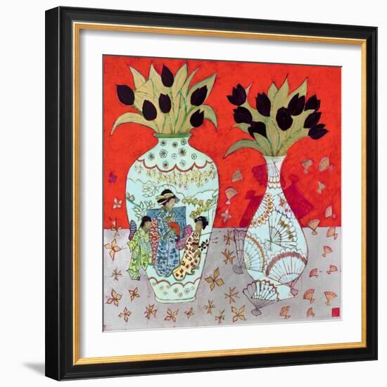 Still Life with Golden Fans-Emma Forrester-Framed Giclee Print