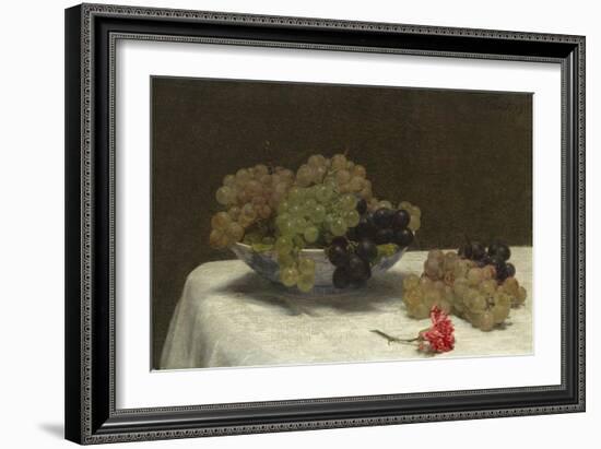 Still Life with Grapes and a Carnation, c.1880-Ignace Henri Jean Fantin-Latour-Framed Giclee Print