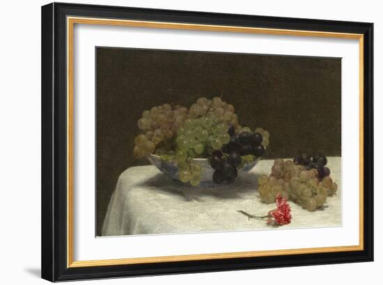 Still Life with Grapes and a Carnation, c.1880-Ignace Henri Jean Fantin-Latour-Framed Giclee Print