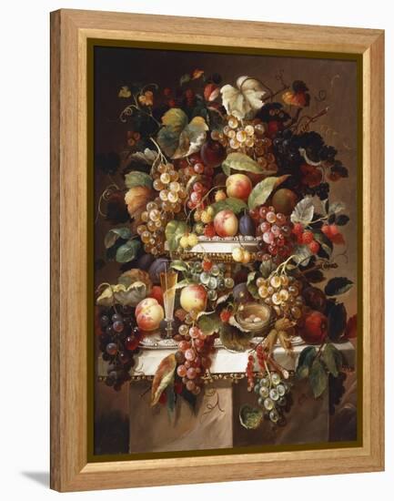 Still Life with Grapes and Peaches-Charles Baum-Framed Premier Image Canvas