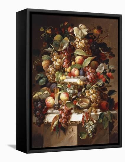 Still Life with Grapes and Peaches-Charles Baum-Framed Premier Image Canvas