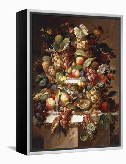 Still Life with Grapes and Peaches-Charles Baum-Framed Premier Image Canvas