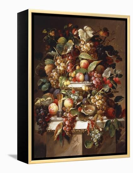 Still Life with Grapes and Peaches-Charles Baum-Framed Premier Image Canvas