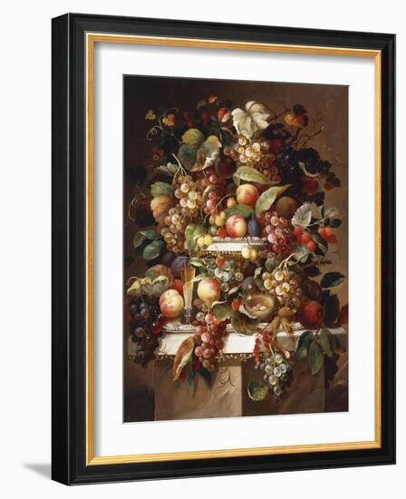 Still Life with Grapes and Peaches-Charles Baum-Framed Giclee Print