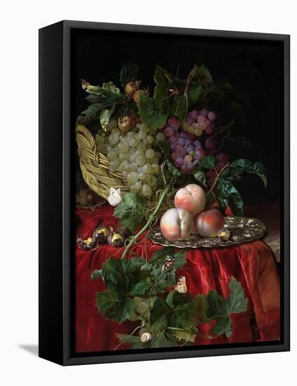 Still Life with Grapes and Peaches-Willem van Aelst-Framed Premier Image Canvas