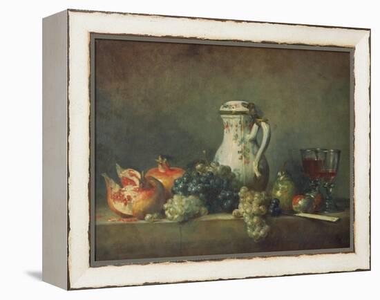 Still Life with Grapes and Pomegranates, 1763-Jean-Baptiste Simeon Chardin-Framed Premier Image Canvas