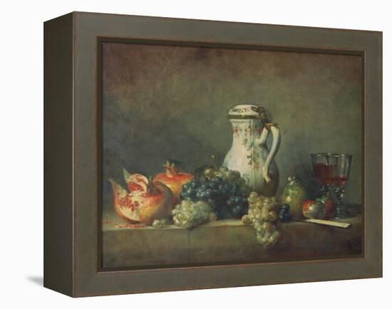 Still Life with Grapes and Pomegranates, 1763-Jean-Baptiste Simeon Chardin-Framed Premier Image Canvas