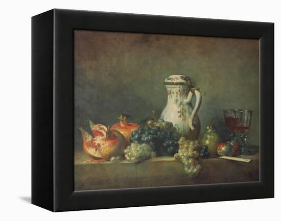 Still Life with Grapes and Pomegranates, 1763-Jean-Baptiste Simeon Chardin-Framed Premier Image Canvas