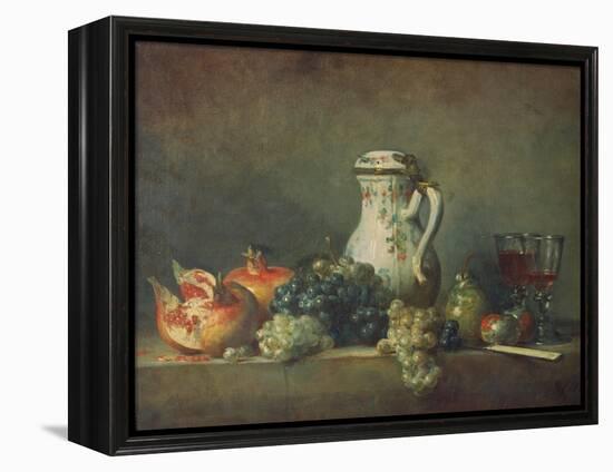 Still Life with Grapes and Pomegranates, 1763-Jean-Baptiste Simeon Chardin-Framed Premier Image Canvas