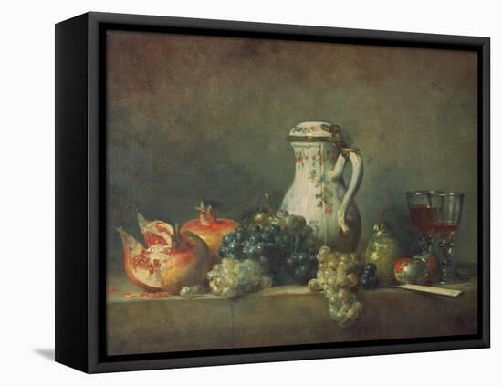 Still Life with Grapes and Pomegranates, 1763-Jean-Baptiste Simeon Chardin-Framed Premier Image Canvas