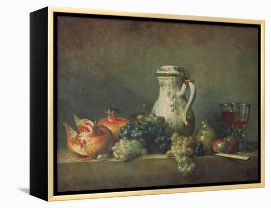 Still Life with Grapes and Pomegranates, 1763-Jean-Baptiste Simeon Chardin-Framed Premier Image Canvas