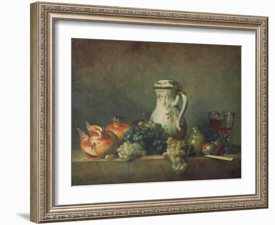 Still Life with Grapes and Pomegranates, 1763-Jean-Baptiste Simeon Chardin-Framed Giclee Print