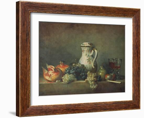 Still Life with Grapes and Pomegranates, 1763-Jean-Baptiste Simeon Chardin-Framed Giclee Print