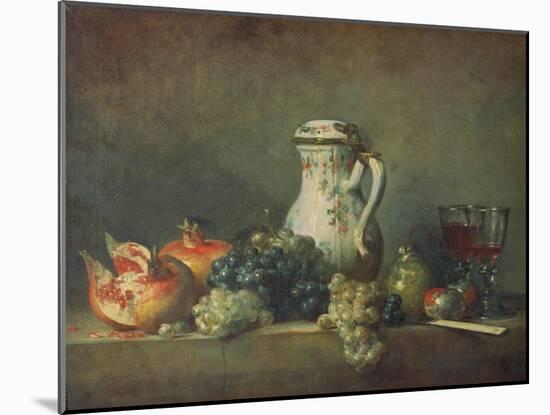 Still Life with Grapes and Pomegranates, 1763-Jean-Baptiste Simeon Chardin-Mounted Giclee Print