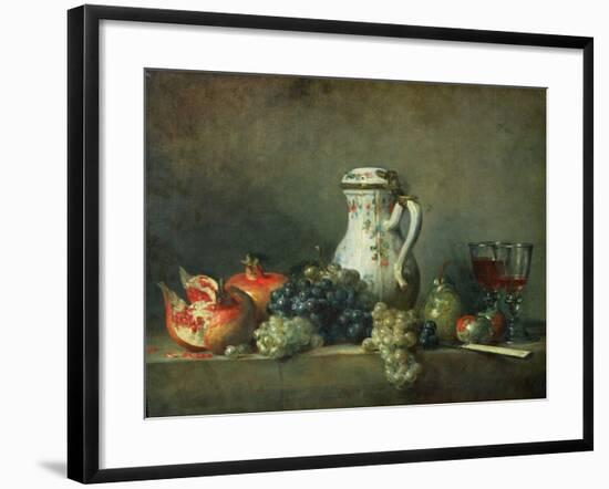 Still Life with Grapes and Pomegranates, 1763-Jean-Baptiste Simeon Chardin-Framed Giclee Print