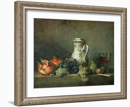 Still Life with Grapes and Pomegranates, 1763-Jean-Baptiste Simeon Chardin-Framed Giclee Print