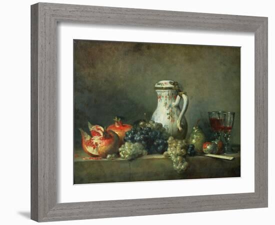 Still Life with Grapes and Pomegranates, 1763-Jean-Baptiste Simeon Chardin-Framed Giclee Print