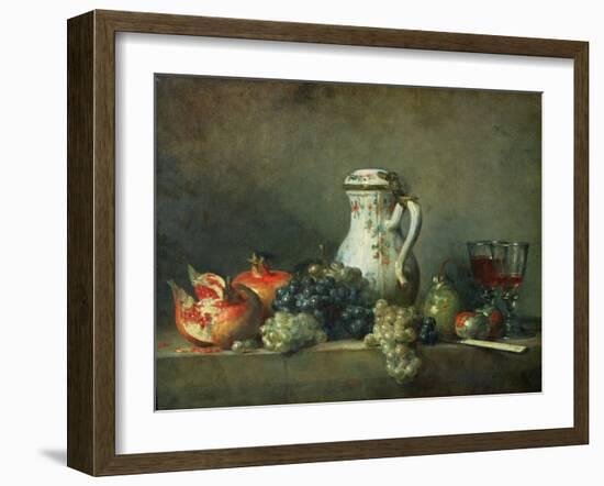 Still Life with Grapes and Pomegranates, 1763-Jean-Baptiste Simeon Chardin-Framed Giclee Print