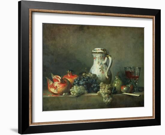 Still Life with Grapes and Pomegranates, 1763-Jean-Baptiste Simeon Chardin-Framed Giclee Print