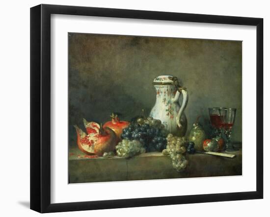 Still Life with Grapes and Pomegranates, 1763-Jean-Baptiste Simeon Chardin-Framed Giclee Print